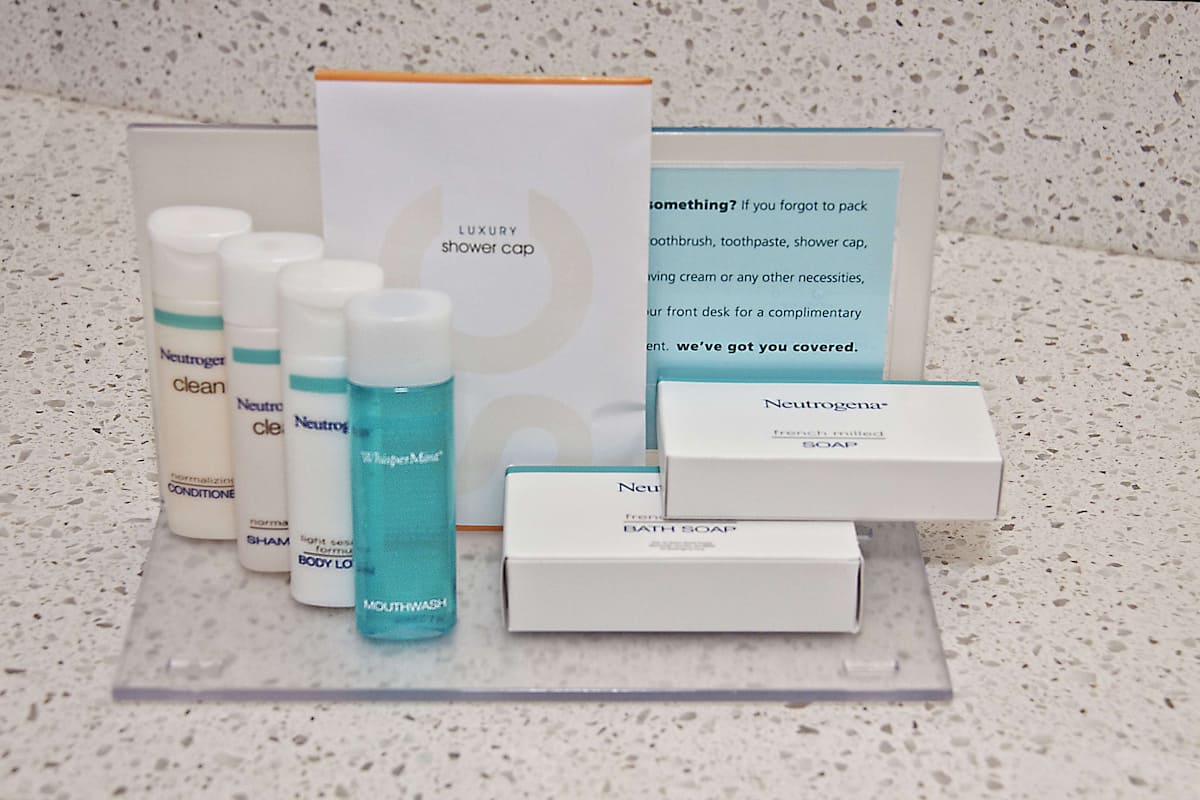 room, 2 queen beds, refrigerator (shower only) | bathroom | designer toiletries, towels