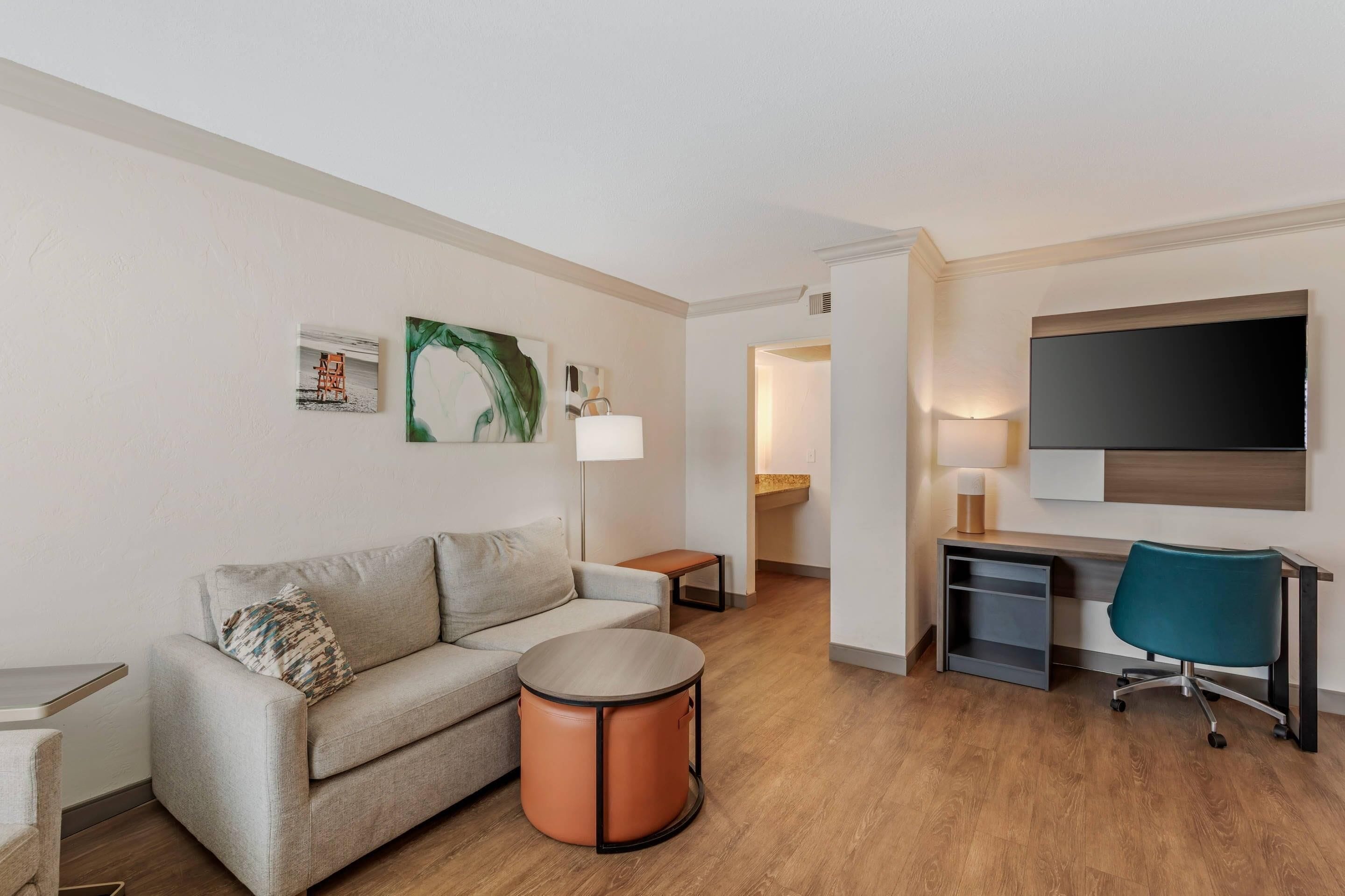 Room, 2 Queen Beds, Non Smoking, Ocean View | Desk, laptop workspace, blackout drapes, iron/ironing board