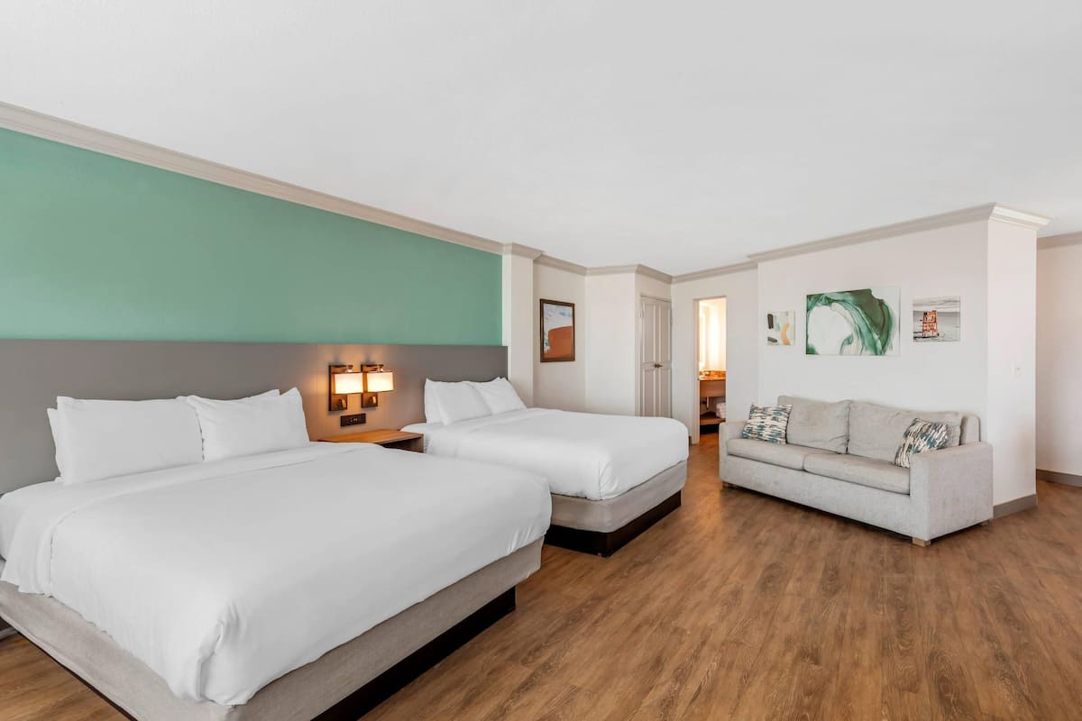 Room, 2 Queen Beds, Non Smoking, Oceanfront | Desk, laptop workspace, blackout drapes, iron/ironing board