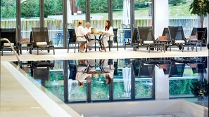 Indoor pool, sun loungers