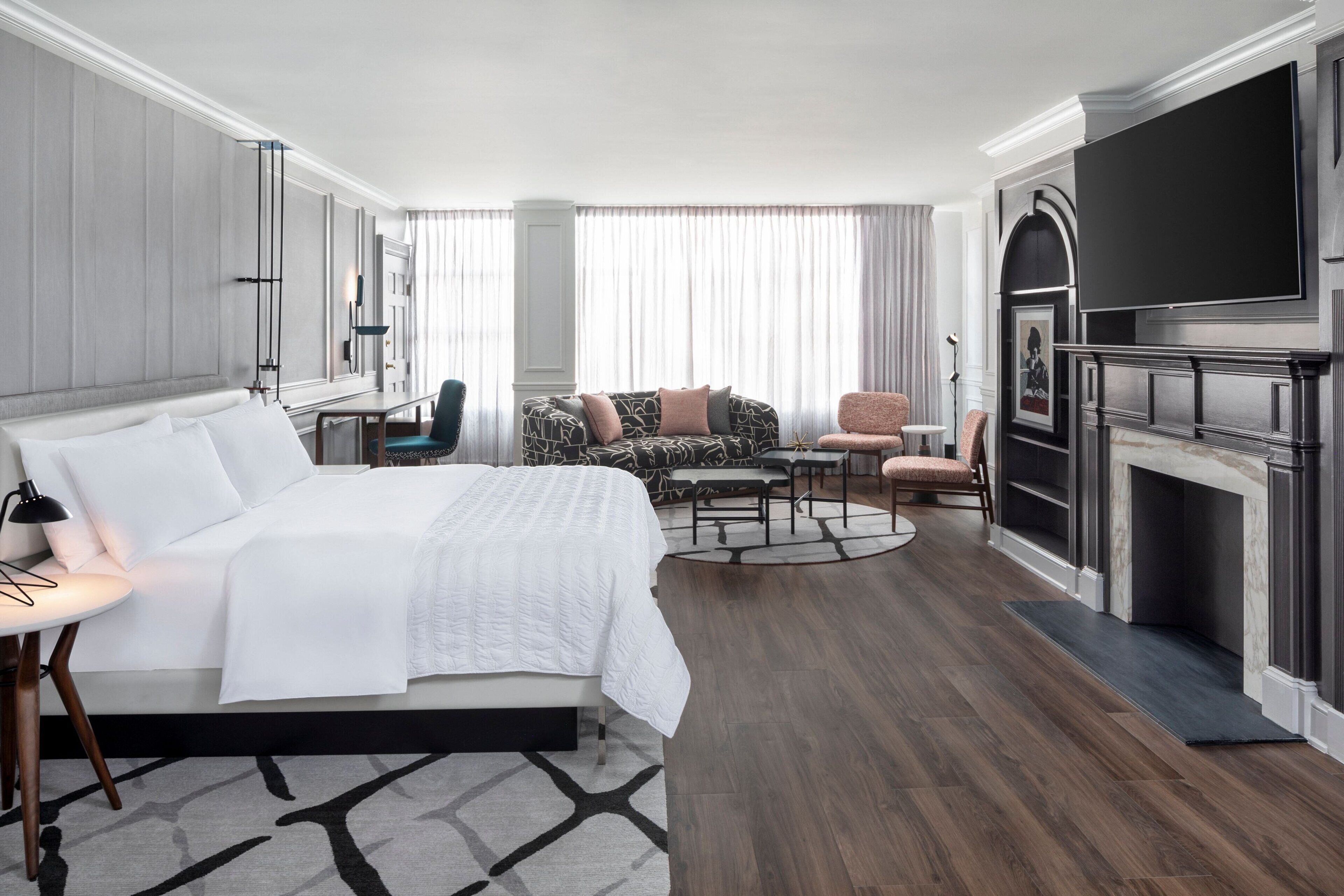 Premium bedding, down comforters, pillowtop beds, in-room safe