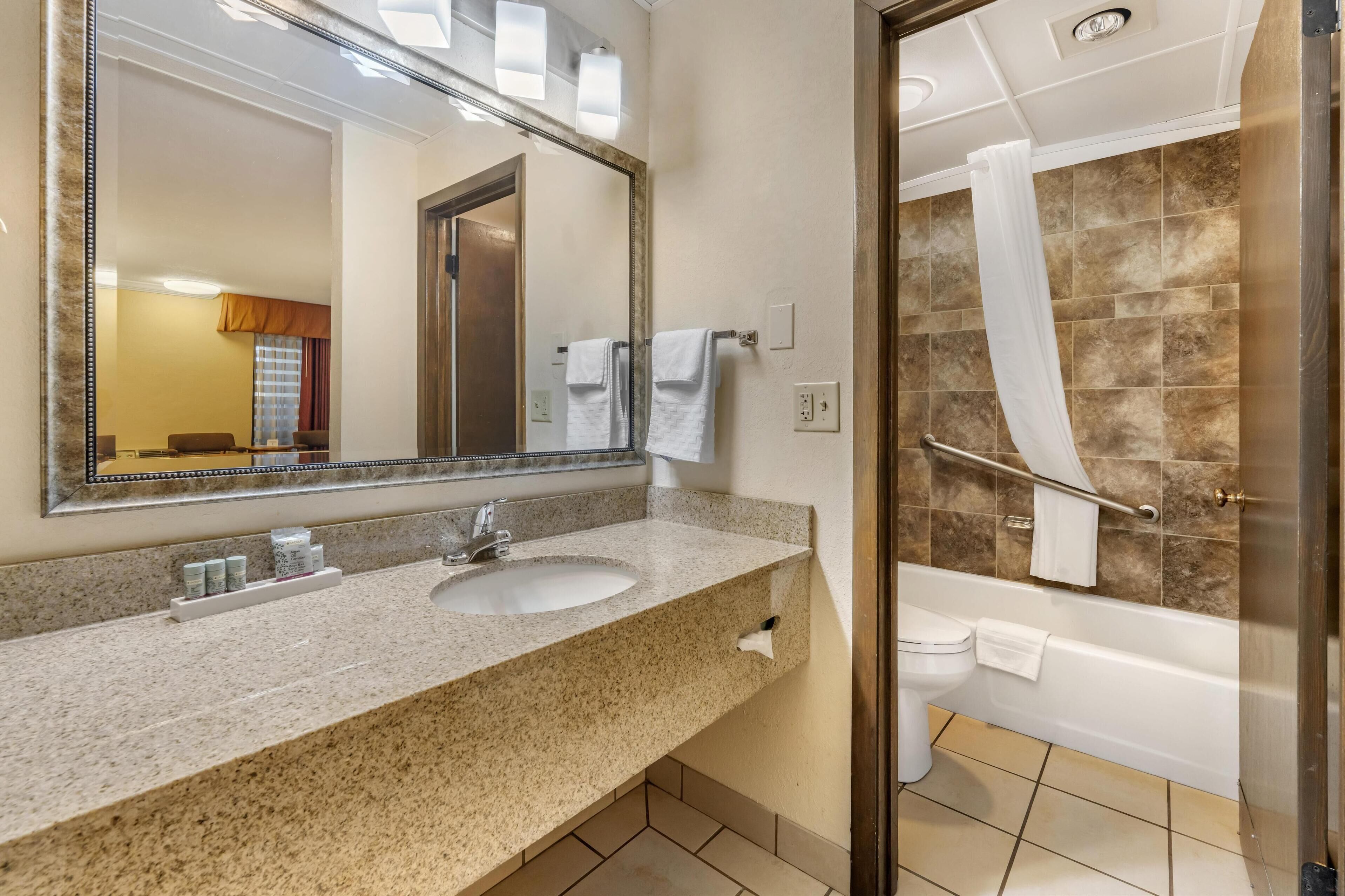 standard room, 2 double beds, non smoking, refrigerator & microwave | bathroom | free toiletries, hair dryer, towels