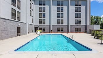 Outdoor pool, open 8:00 AM to 10:00 PM, pool umbrellas, sun loungers