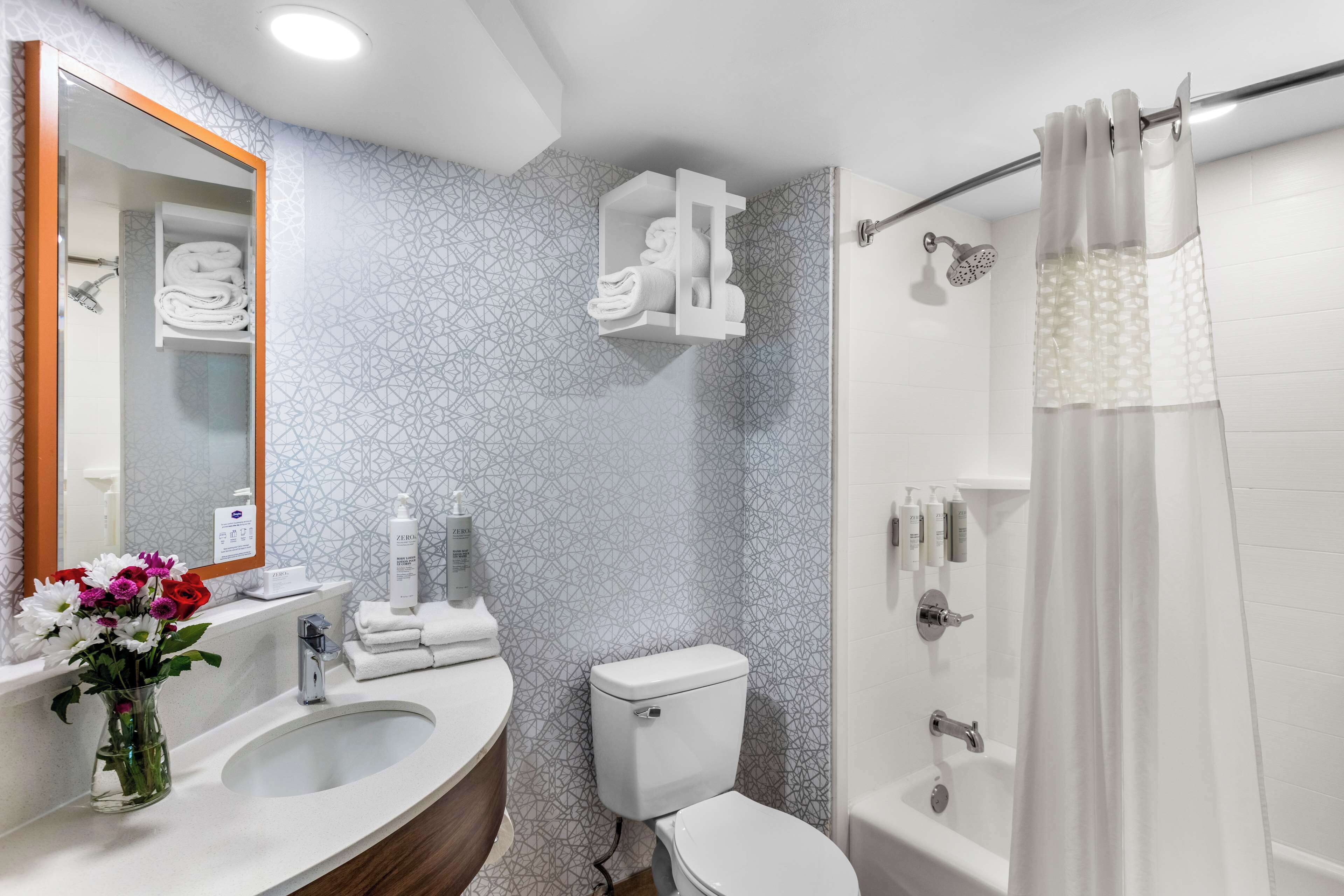 free toiletries, hair dryer, towels, soap