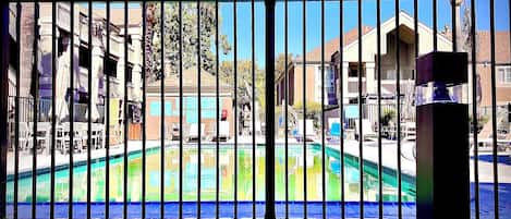 Outdoor pool, sun loungers