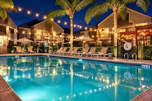 Outdoor pool, pool loungers