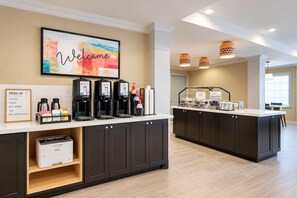 A self-service beverage station with coffee, tea, and hot chocolate options. - Sonesta ES Suites San Jose Airport (San Jose)