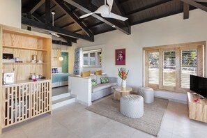 Overwater Villas | Premium bedding, free minibar items, in-room safe