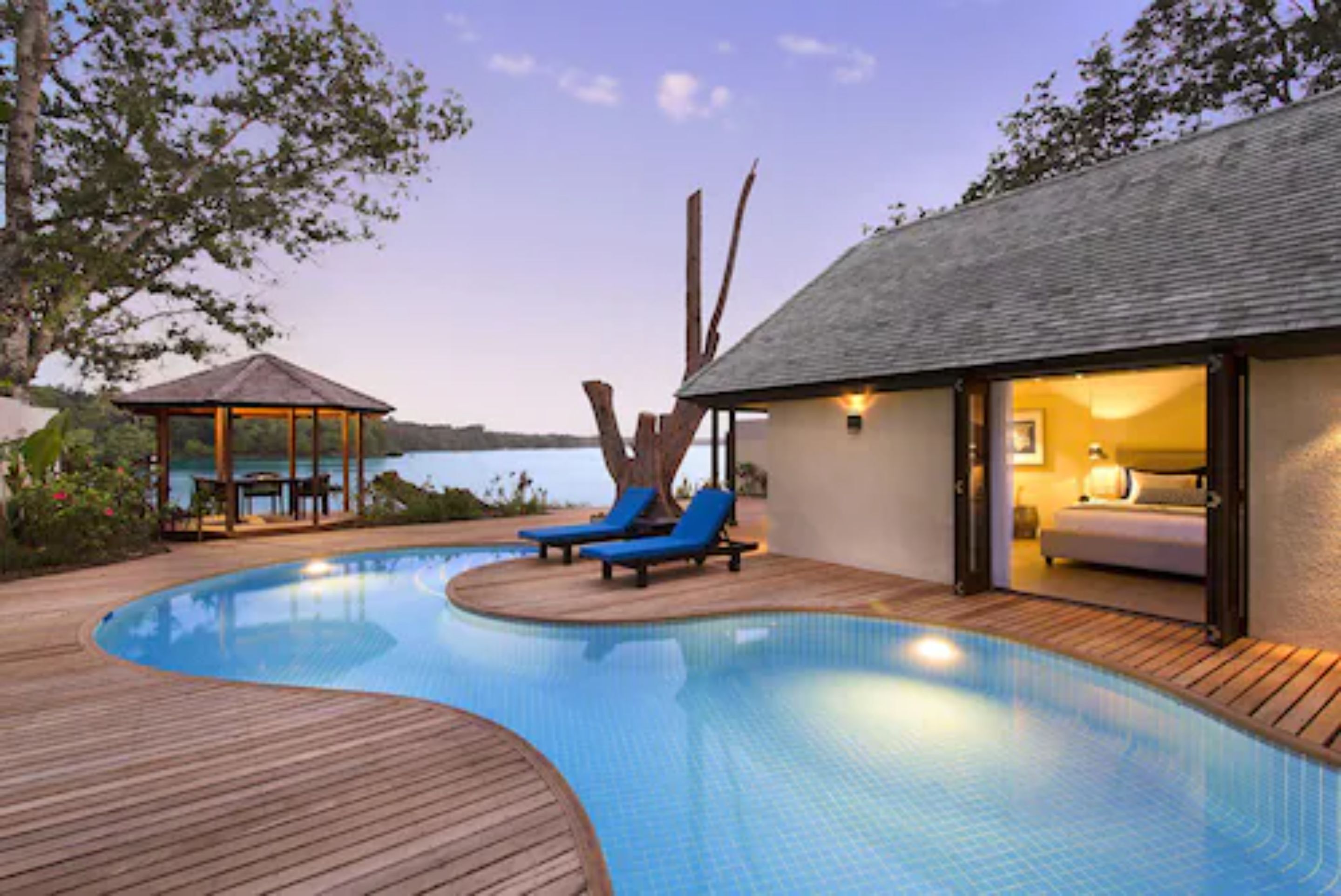 Habitación, 1 cama King size, alberca privada, vista a la laguna (Efate Pool Villa) | Vista desde la habitación