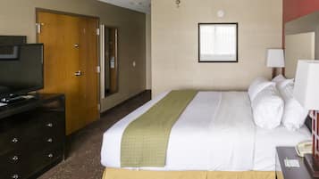 Desk, blackout drapes, iron/ironing board, free cribs/infant beds