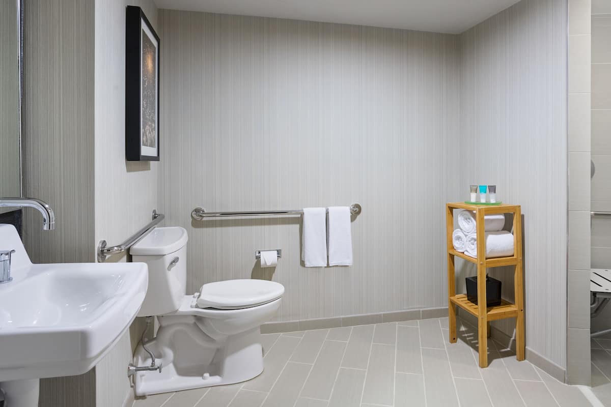 Room, 2 Double Beds, Accessible (with Shower) | Bathroom | Free toiletries, hair dryer, towels, soap