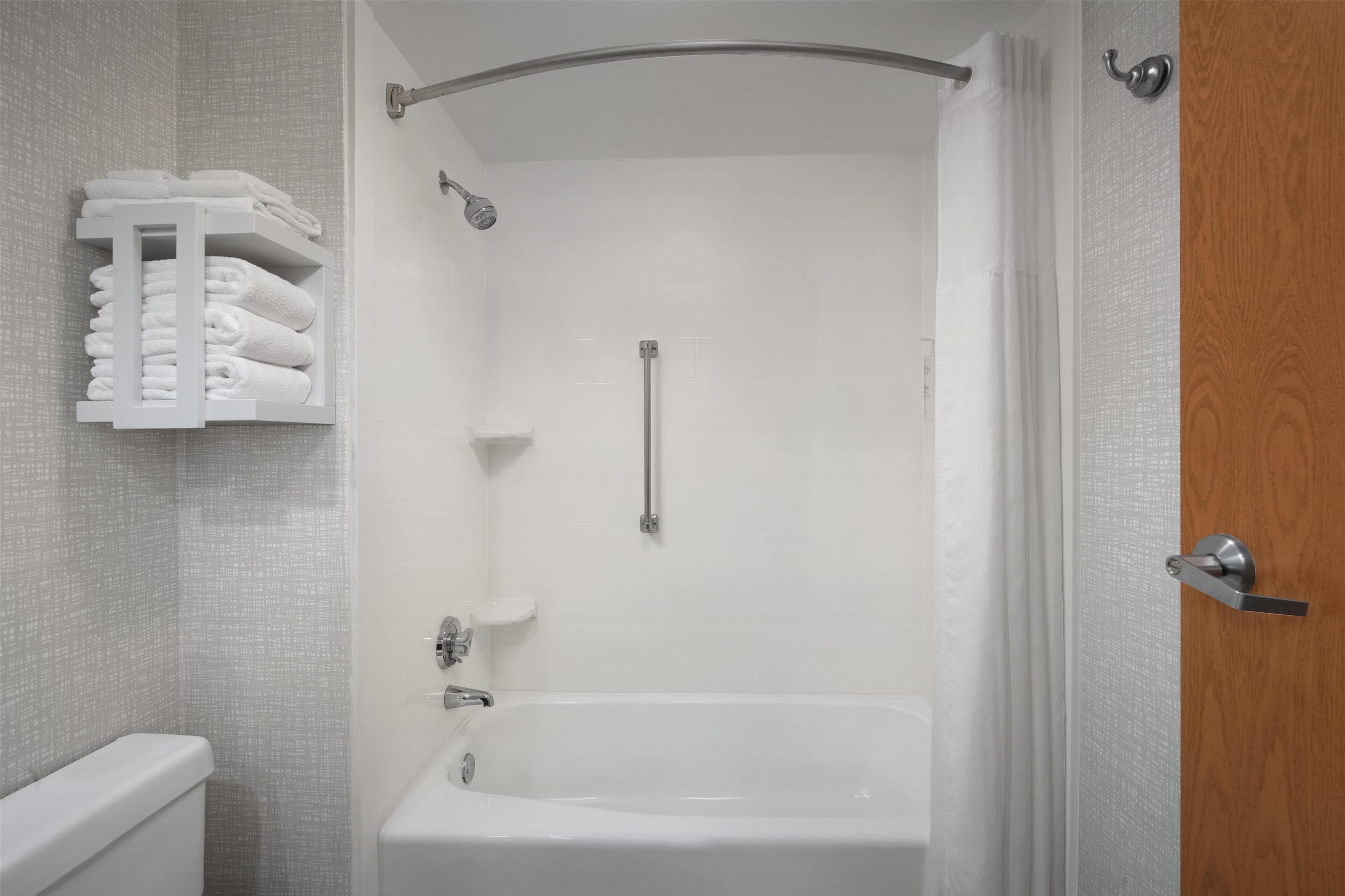 free toiletries, hair dryer, towels