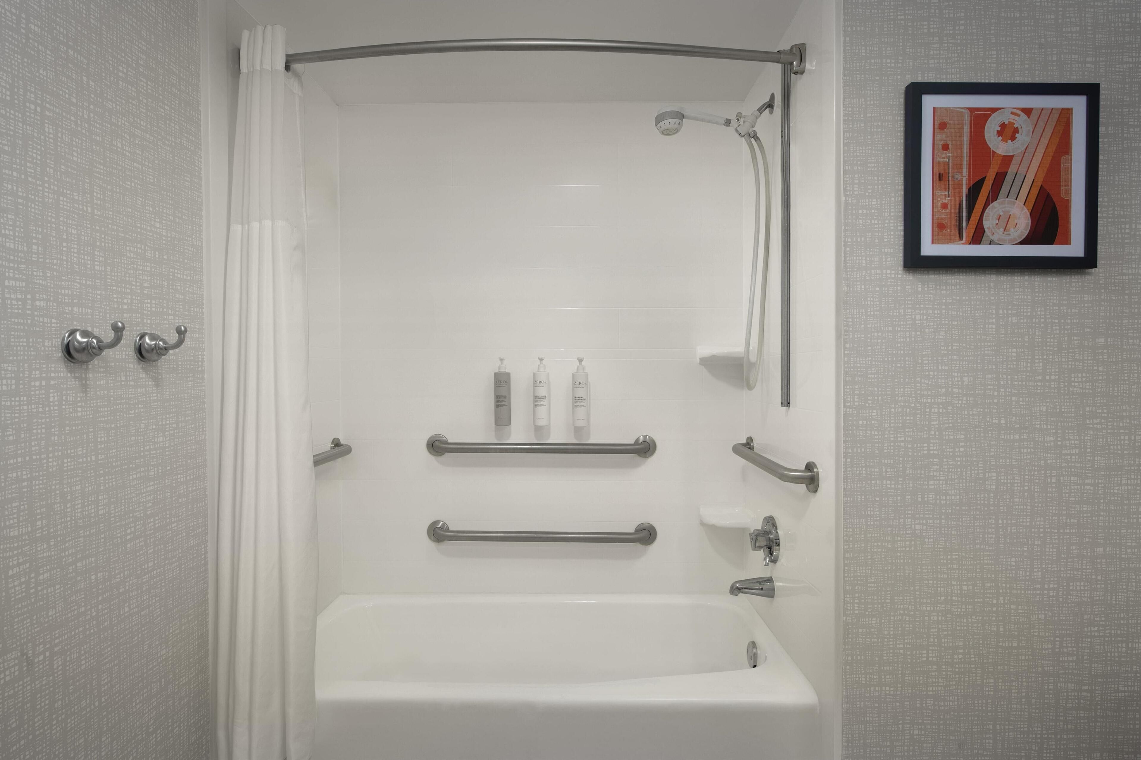 room, 1 queen bed, accessible, bathtub | bathroom shower