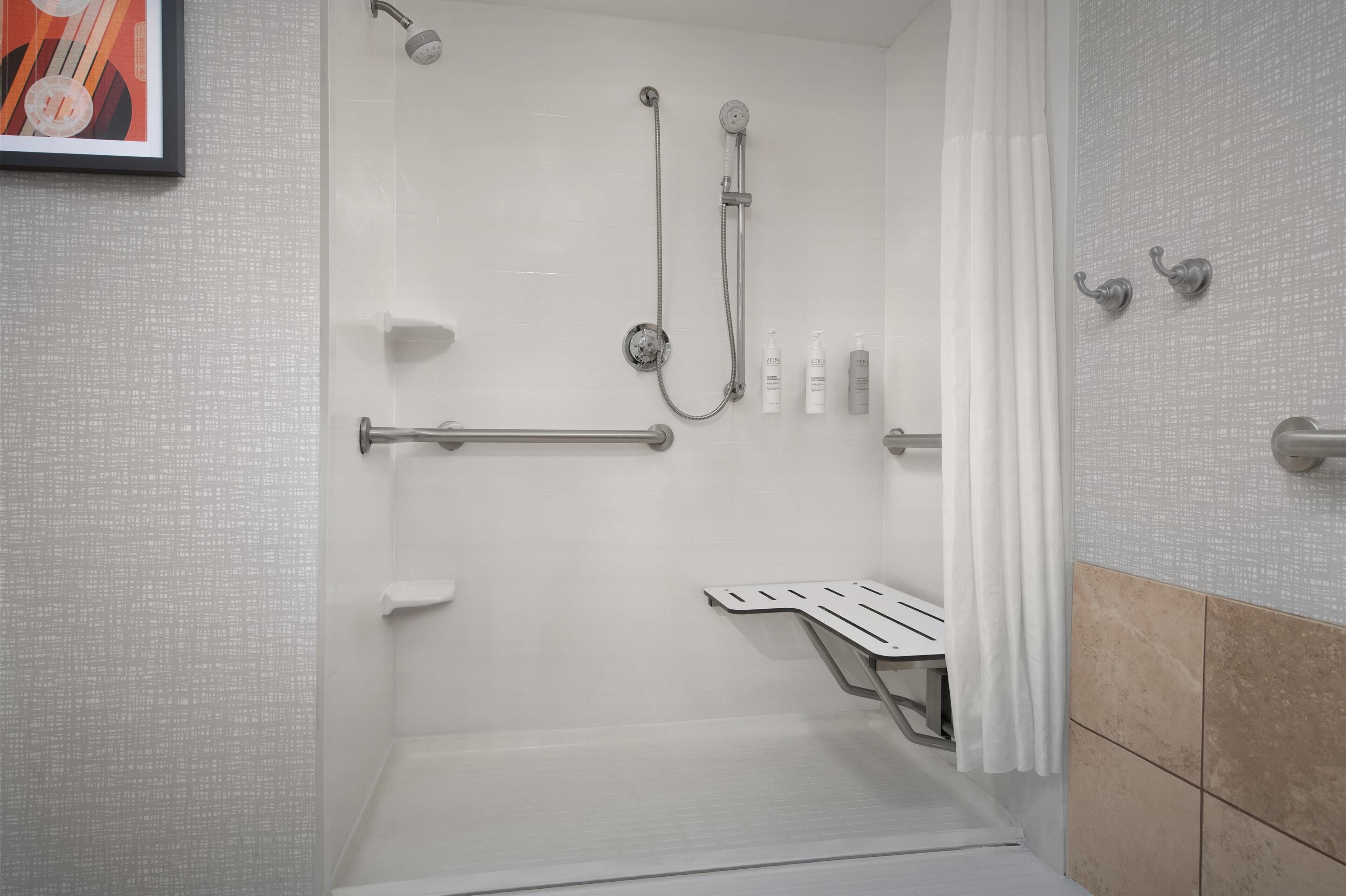 room, 1 queen bed, accessible, non smoking (roll-in shower) | bathroom shower