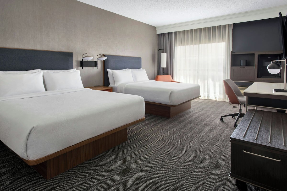 Room, 2 Queen Beds, Smoking | Desk, laptop workspace, blackout drapes, iron/ironing board