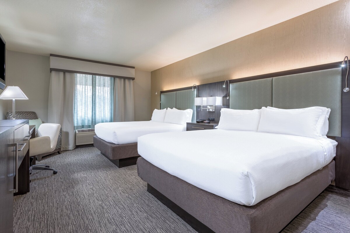 Standard Room, 2 Queen Beds | Desk, laptop workspace, blackout drapes, iron/ironing board