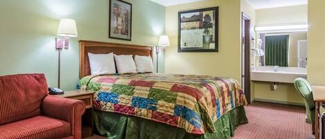 Chambre Simple Deluxe, 1 très grand lit, non-fumeur, réfrigérateur et four à micro-ondes