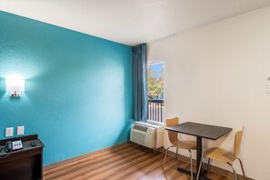 Desk, free WiFi, bed sheets