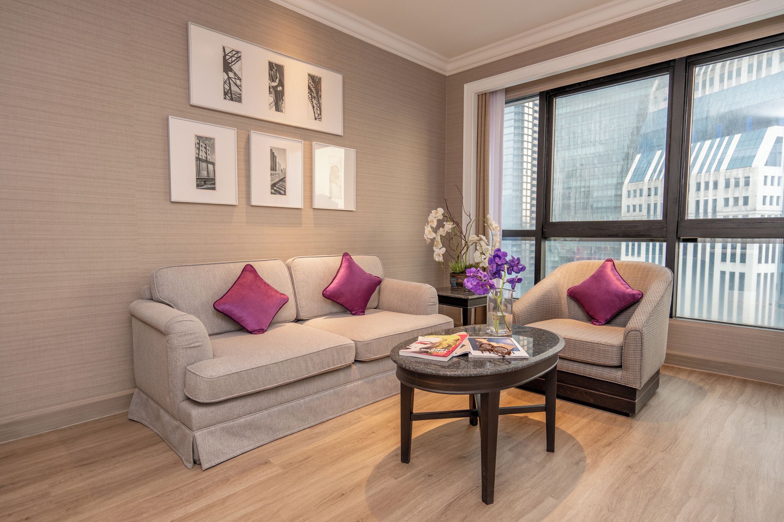 44-inch flat-screen TV with satellite channels, TV