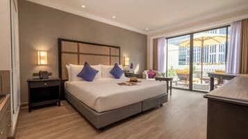 Room, Terrace, City View | Select Comfort beds, in-room safe, desk, laptop workspace