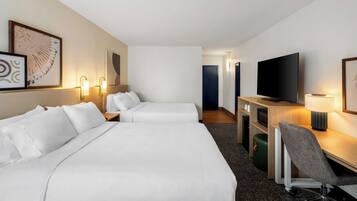Room, 2 Queen Beds | In-room safe, desk, laptop workspace, blackout drapes