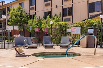 Outdoor pool, open 9:00 AM to 8:00 PM, free cabanas, sun loungers at Ellis Island Hotel