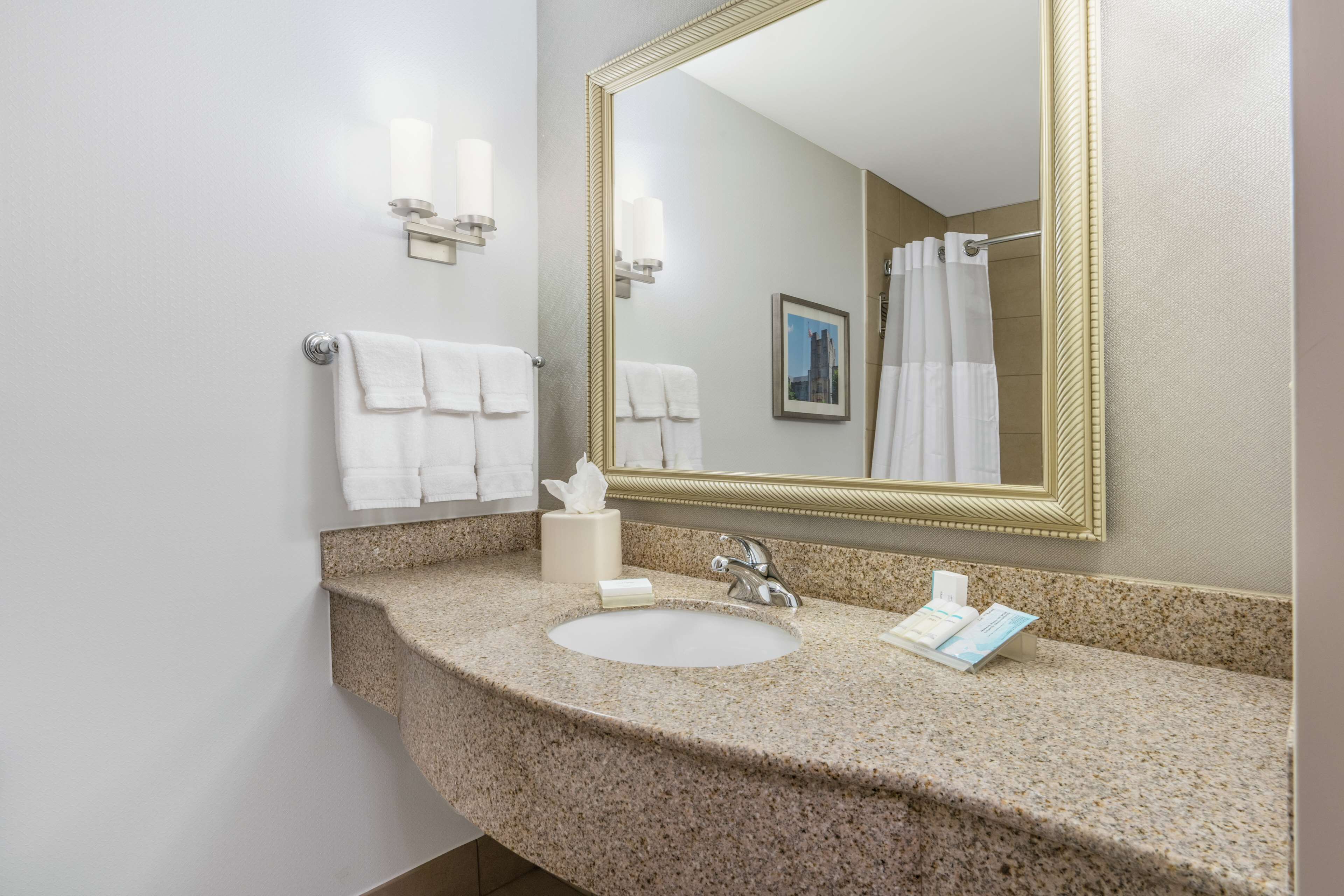 free toiletries, hair dryer, towels