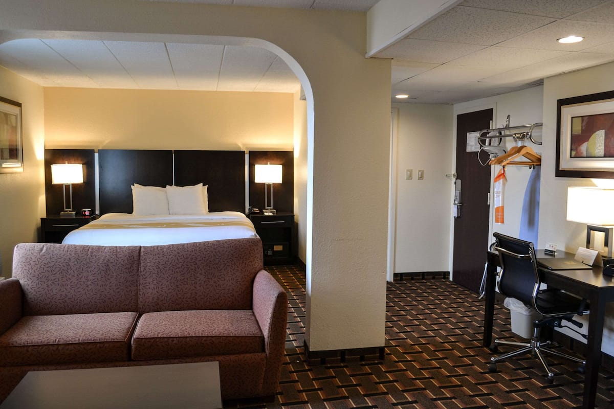 Suite, 1 King Bed, Non Smoking | Premium bedding, in-room safe, laptop workspace, blackout drapes