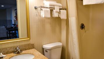 A bathroom with a sink, toilet, and towel rack.
