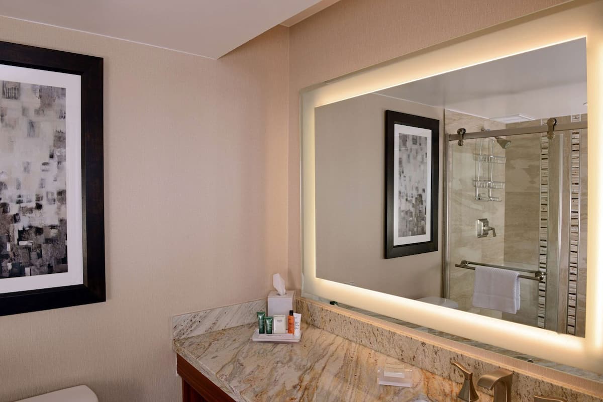 Bathroom | Designer toiletries, hair dryer, bathrobes, slippers
