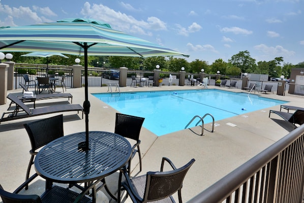 Outdoor pool, sun loungers