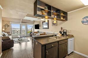 Standard Condo, 1 Queen Bed with Sofa bed, Bay View (One Bedroom Queen Suite Condo) | Private kitchen | Fridge, microwave, coffee/tea maker, paper towels - Embarcadero Resort Hotel & Marina (Newport)
