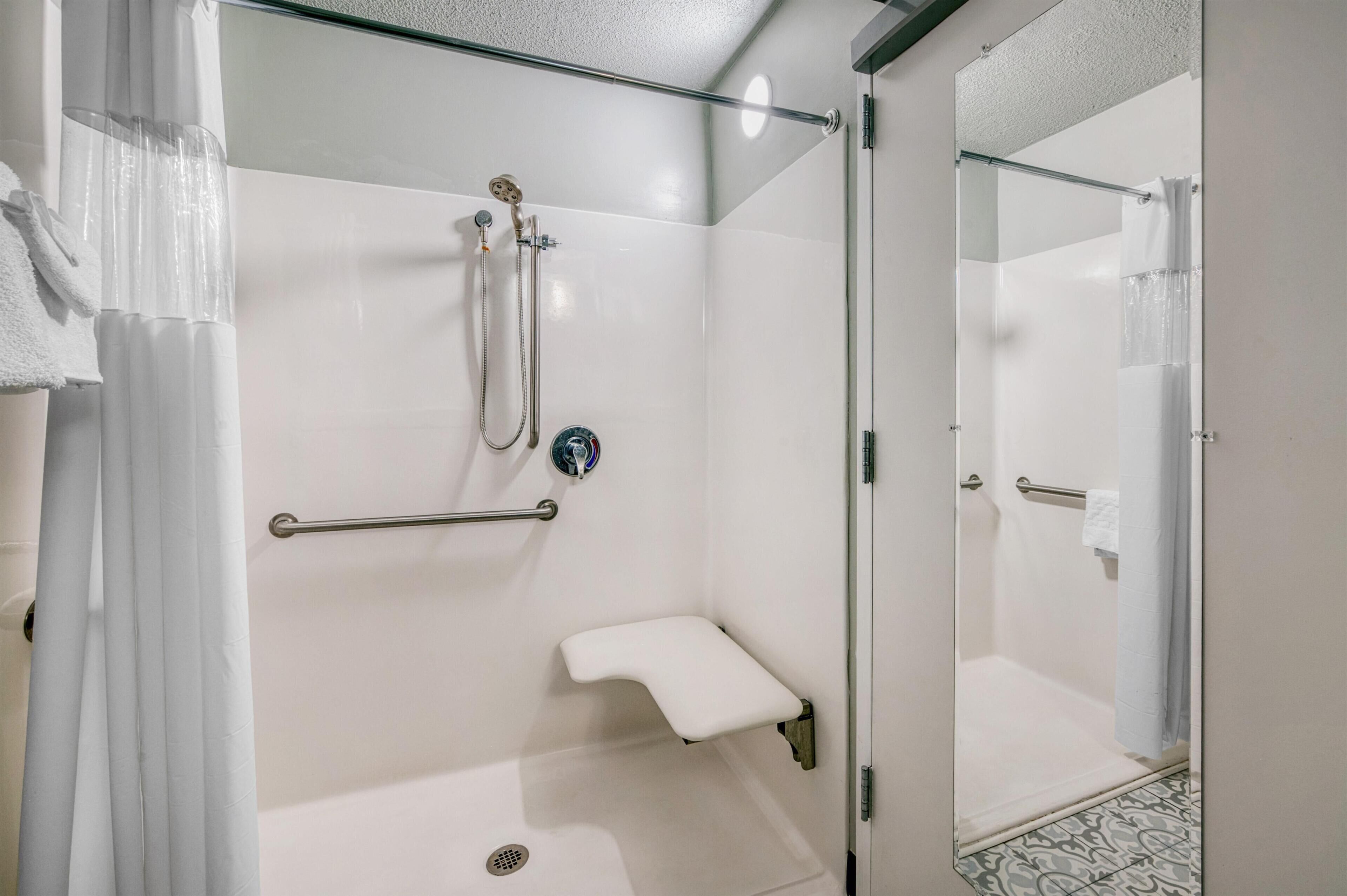 Standard Room, 1 King Bed, Accessible, Refrigerator & Microwave (Walk-in Shower;Pet Friendly) | Accessible bathroom