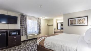 Premium bedding, desk, blackout drapes, iron/ironing board