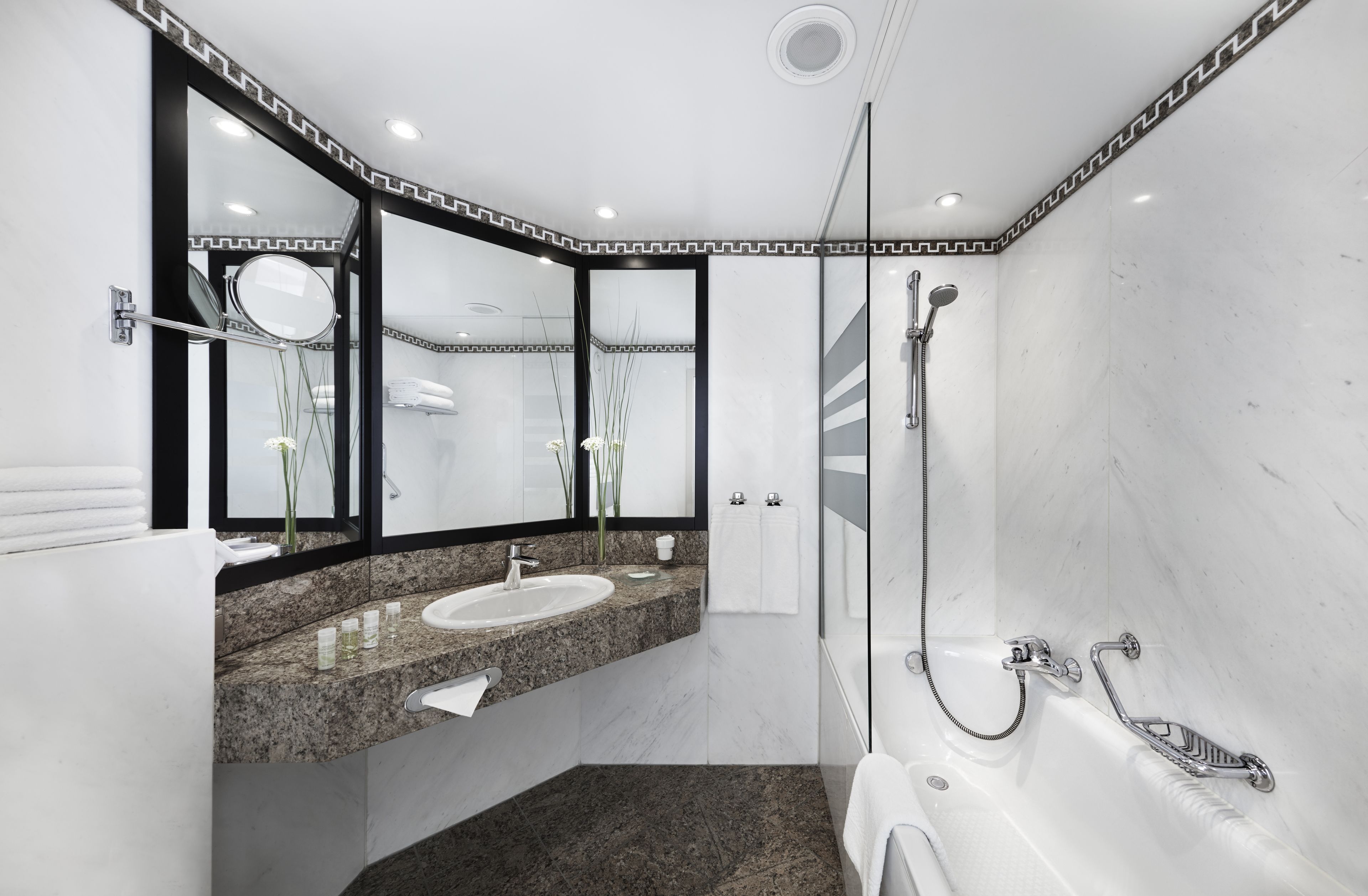 spring water bathtub, free toiletries, hair dryer, slippers