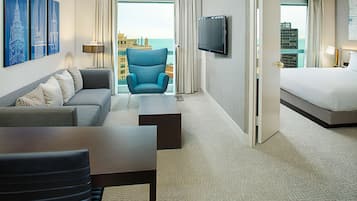42-inch flat-screen TV with cable channels, TV, pay movies