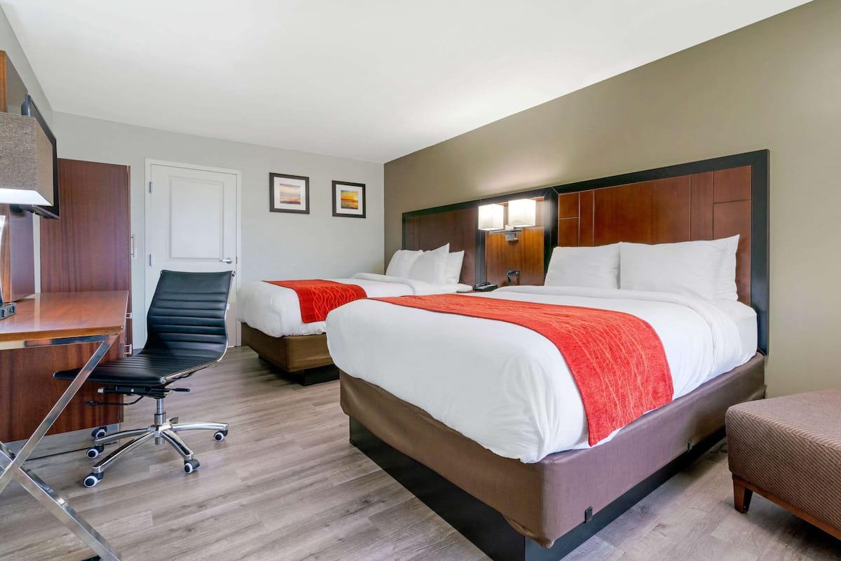 Standard Room, 2 Queen Beds, Non Smoking | In-room safe, desk, iron/ironing board, rollaway beds