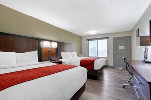 Standard Room, 2 Queen Beds, Non Smoking | In-room safe, desk, iron/ironing board, rollaway beds