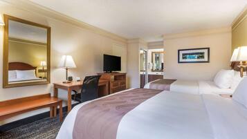 Desk, blackout drapes, soundproofing, iron/ironing board