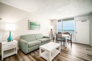 Utsikt mot strand/hav