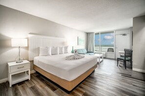 Oceanfront King Kitchenette | 1 bedroom, iron/ironing board, bed sheets