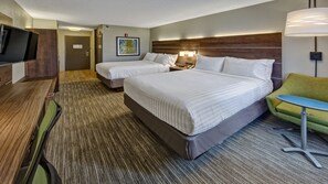 A hotel room with two beds, a TV, a desk, and a chair. - Holiday Inn Express Louisville Airport Expo Center by IHG (Louisville)