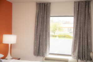 Desk, blackout curtains, iron/ironing board, free cots/infant beds