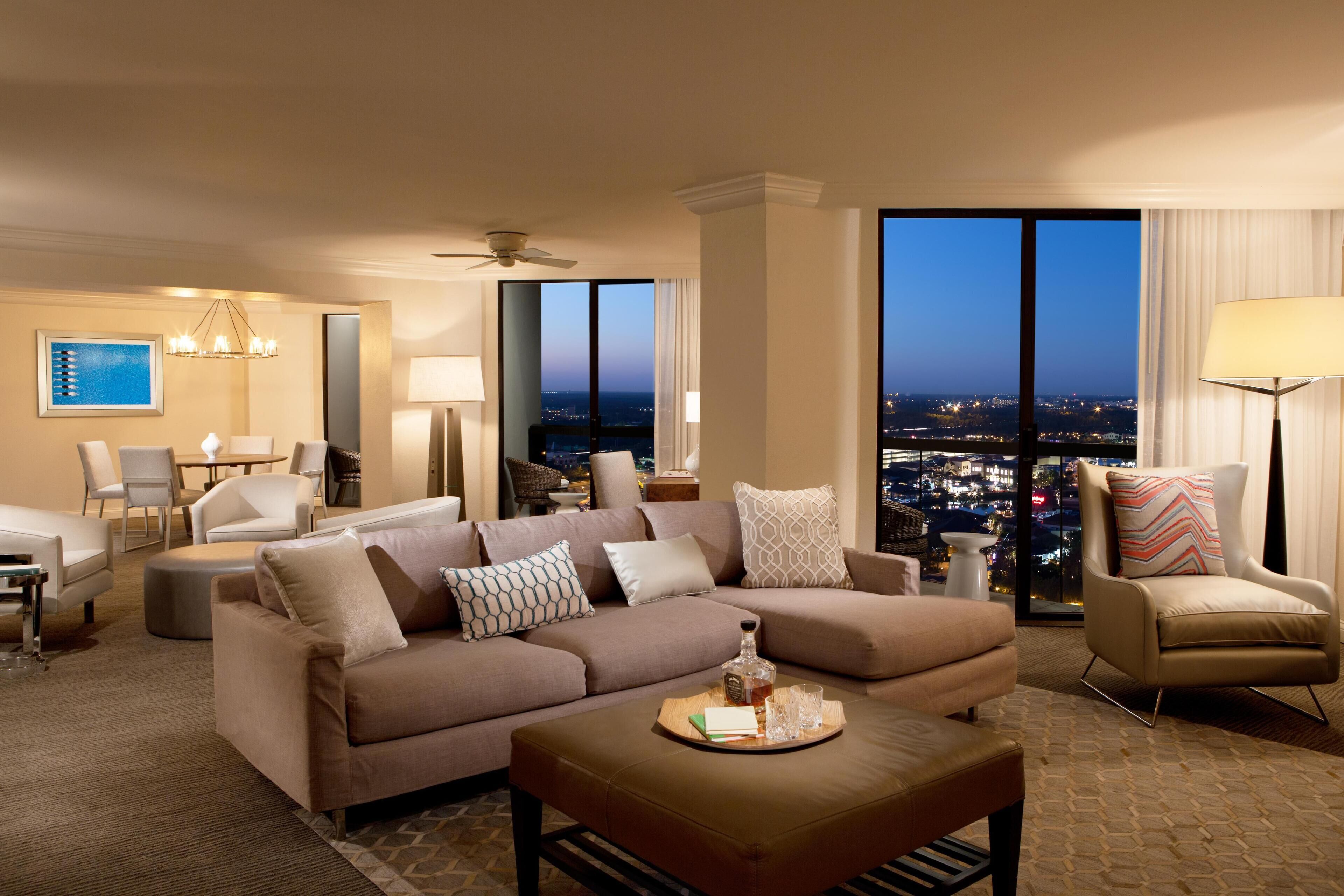 Presidential Suite, 1 Bedroom | Living area | 50-inch LCD TV with cable channels, TV, pay movies