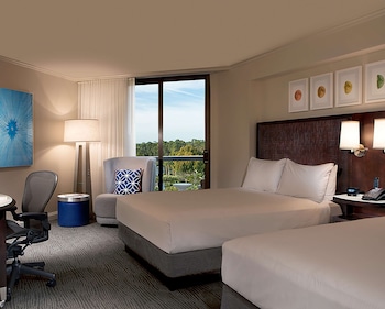 Premium bedding, pillowtop beds, in-room safe, desk at Hilton Orlando Buena Vista Palace Disney Springs Area