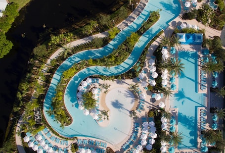 2 outdoor pools, a heated pool, pool cabanas (surcharge), pool umbrellas