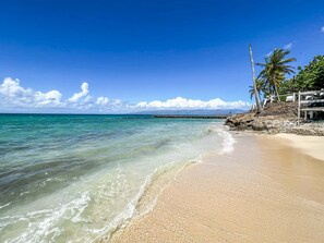 On the beach, snorkelling