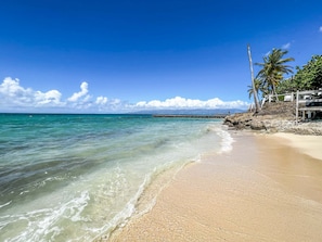 On the beach, snorkelling