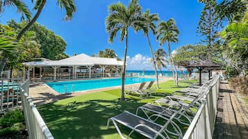 Outdoor pool, pool loungers