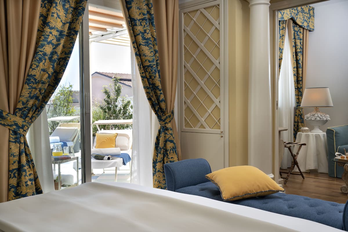 deluxe room, terrace, partial sea view | view from room